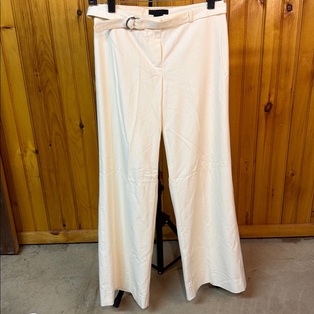 The Limited Stretch Ivory wide leg dress pants with belt
